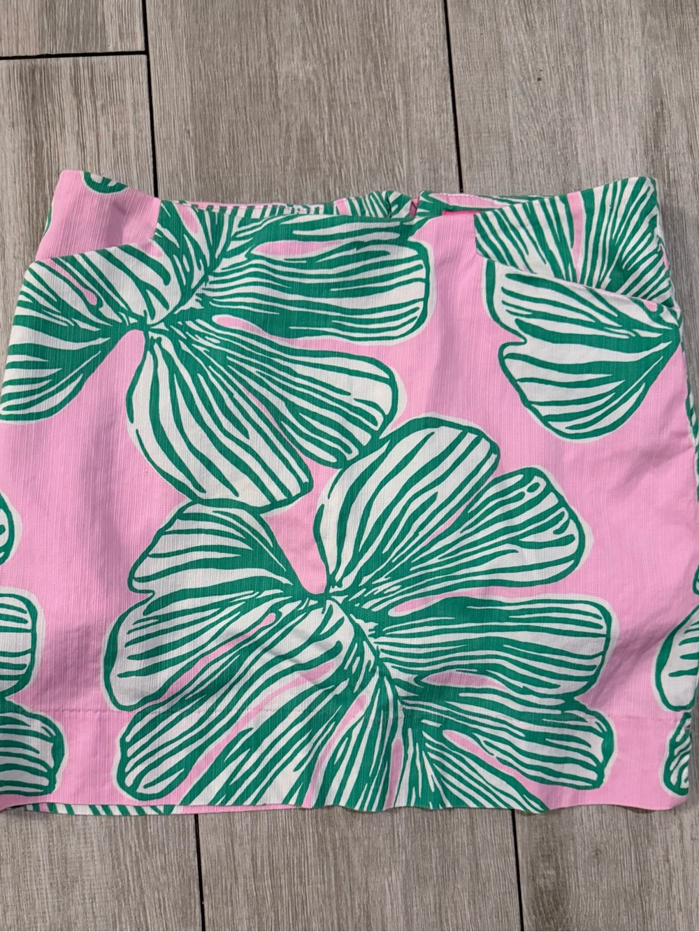 Lilly Pulitzer Pink Mini Skirt with Green Tropical Print